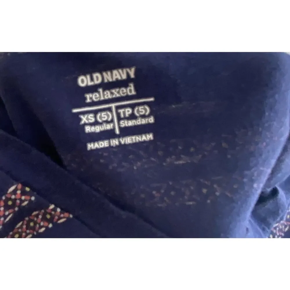 Old Navy 100% Cotton Girl's Navy Blue Striped Cap Sleeve T-Shirt Size 5